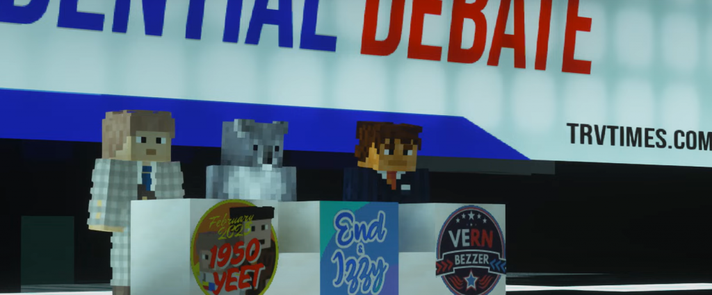 Yeet_Boy (left), Endeavour (center), and BezzerGeezer (right) at the February 2025 TRT Presidential Debate